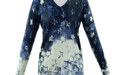 Marble navy star top