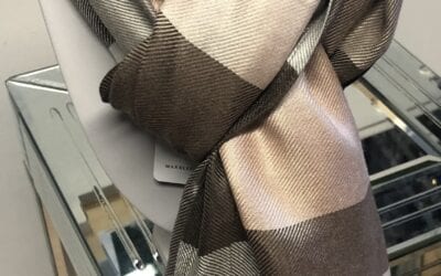 Marble taupe check scarf