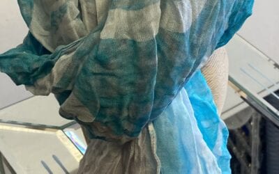 Dolcezza Turquoise and white tie die scarf